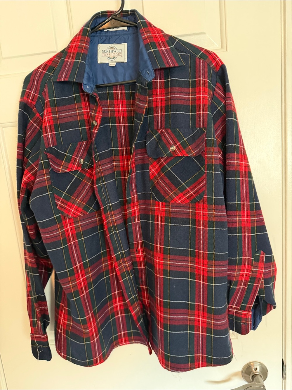 Northwest Red and Navy Plaid Flannel Button-Down Shirt
